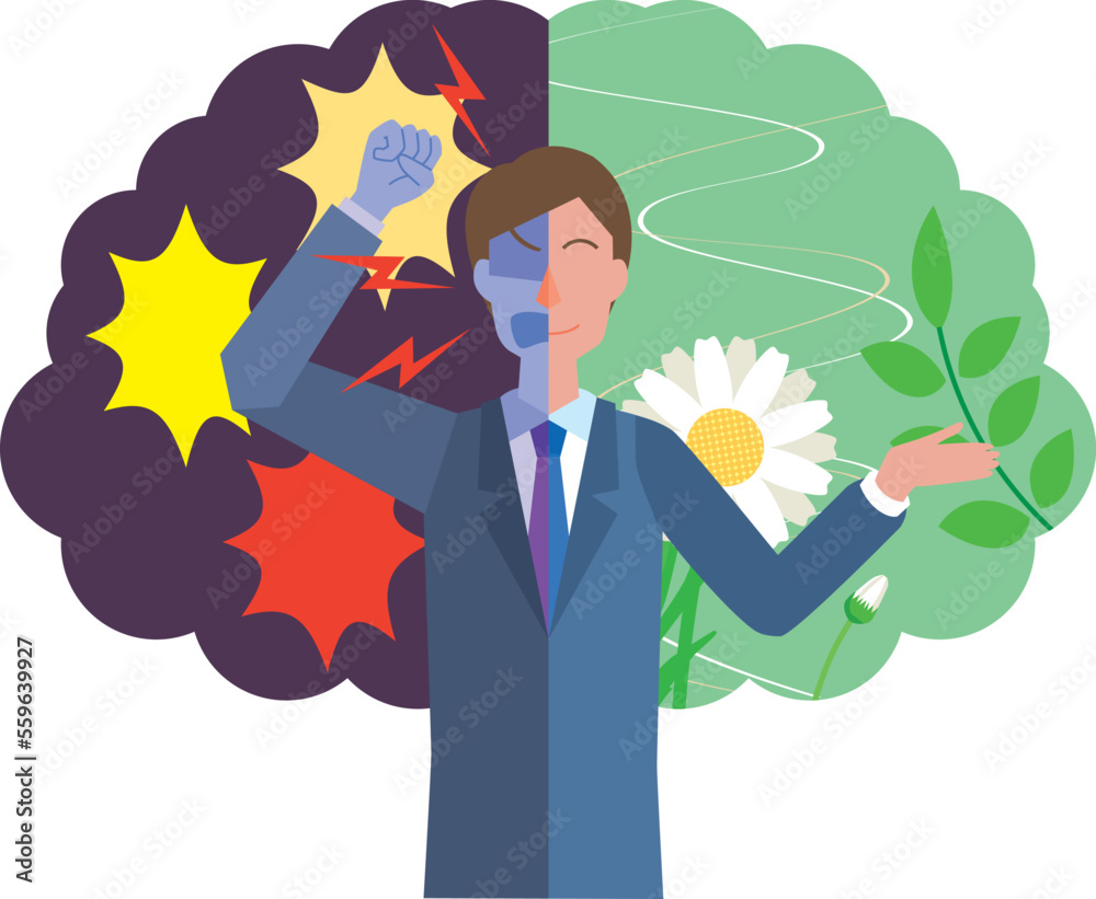 Obraz premium 二重人格的な感情のイメージイラスト