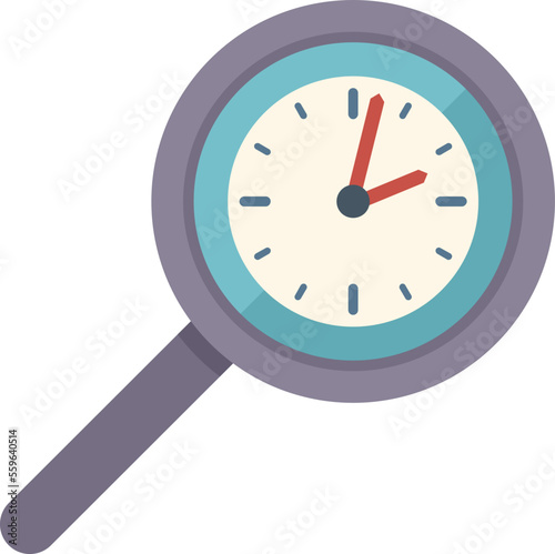 Work magnifier icon flat vector. Flexible time. Remote hour isolated