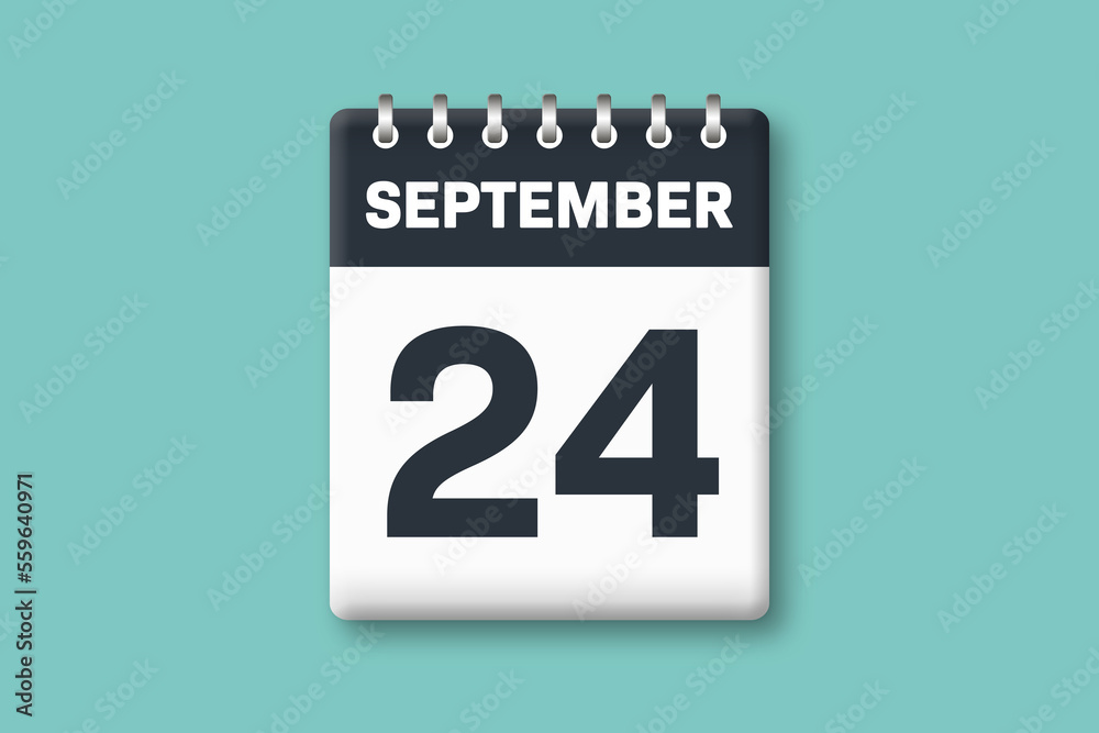 September 24 - Calender Date 24th of September on Cyan / Bluegreen Background September 24 - Calender Date 24th of September on Cyan / Bluegreen Background