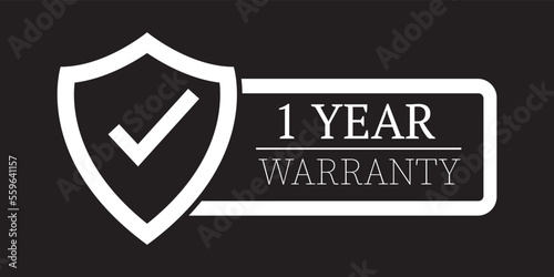 1 year warranty stamp on white background,flat style,Sign, label, sticker.Vector illustration.