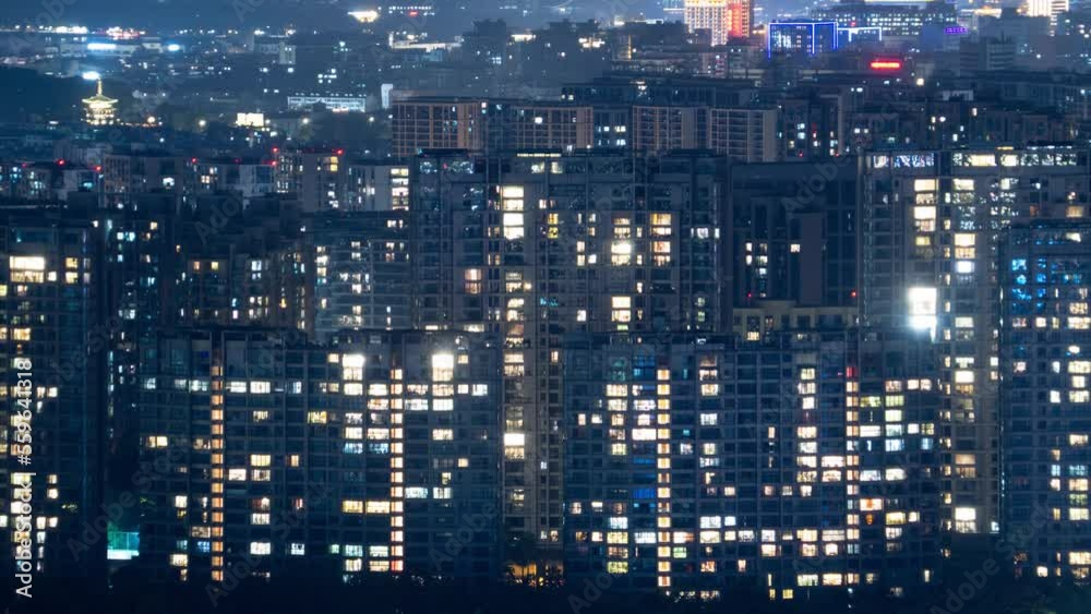 time lapse of lights of buildings at night
