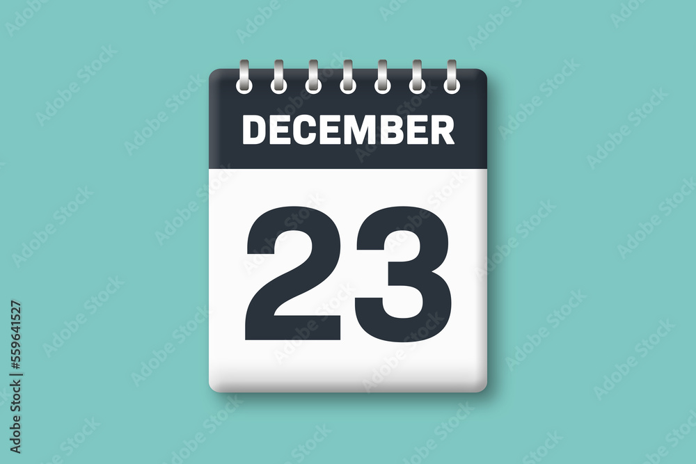 December 23 - Calender Date 23rd of December on Cyan / Bluegreen Background December 23 - Calender Date 23rd of December on Cyan / Bluegreen Background