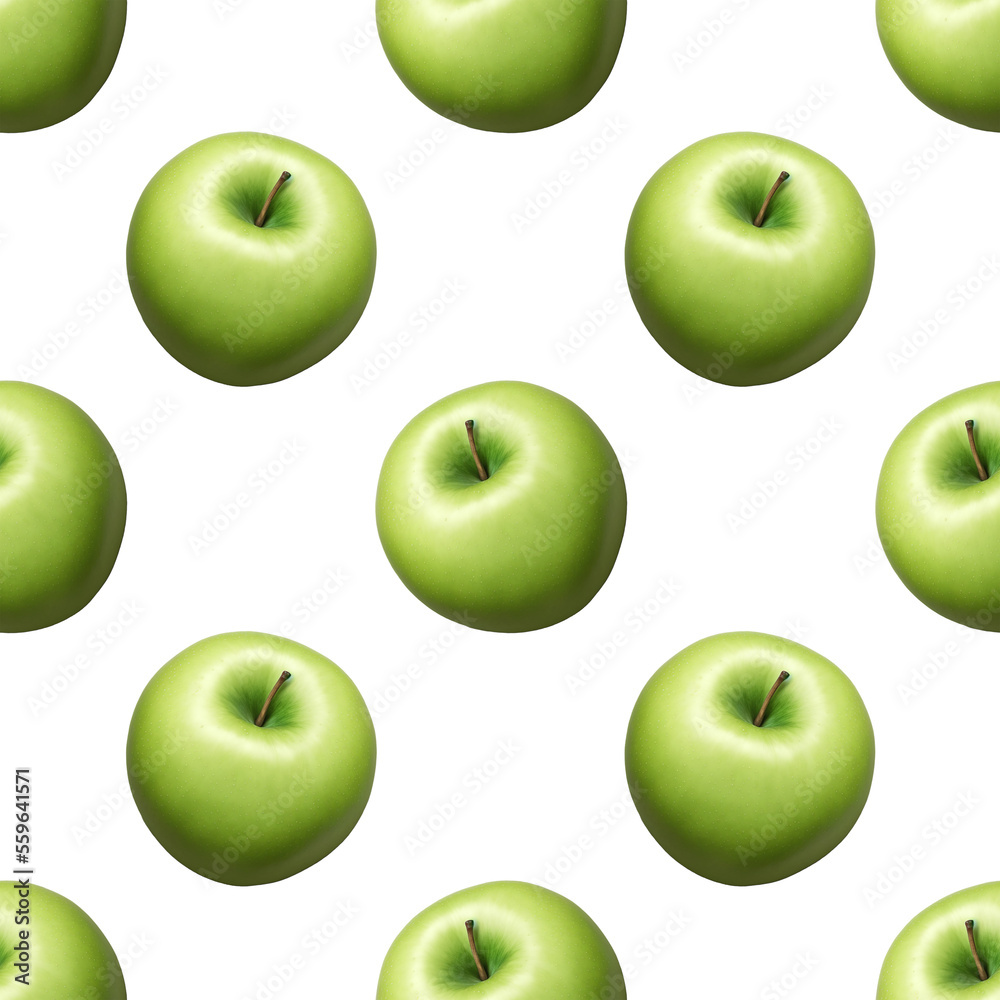 Juicy green apples pattern. Seamless background fruit texture.