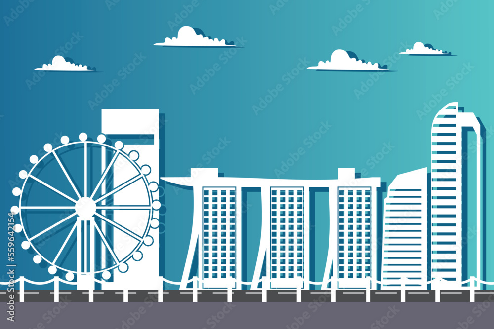 Naklejka premium Pappercut city design vector template
