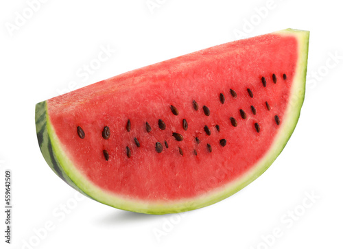 Slice of delicious ripe watermelon isolated on white