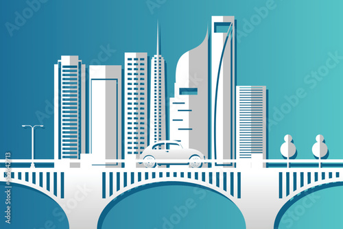 Pappercut city design vector template