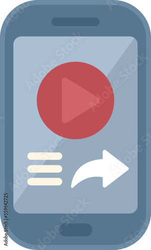 Play repost phone icon flat vector. Business page. Document mark isolated