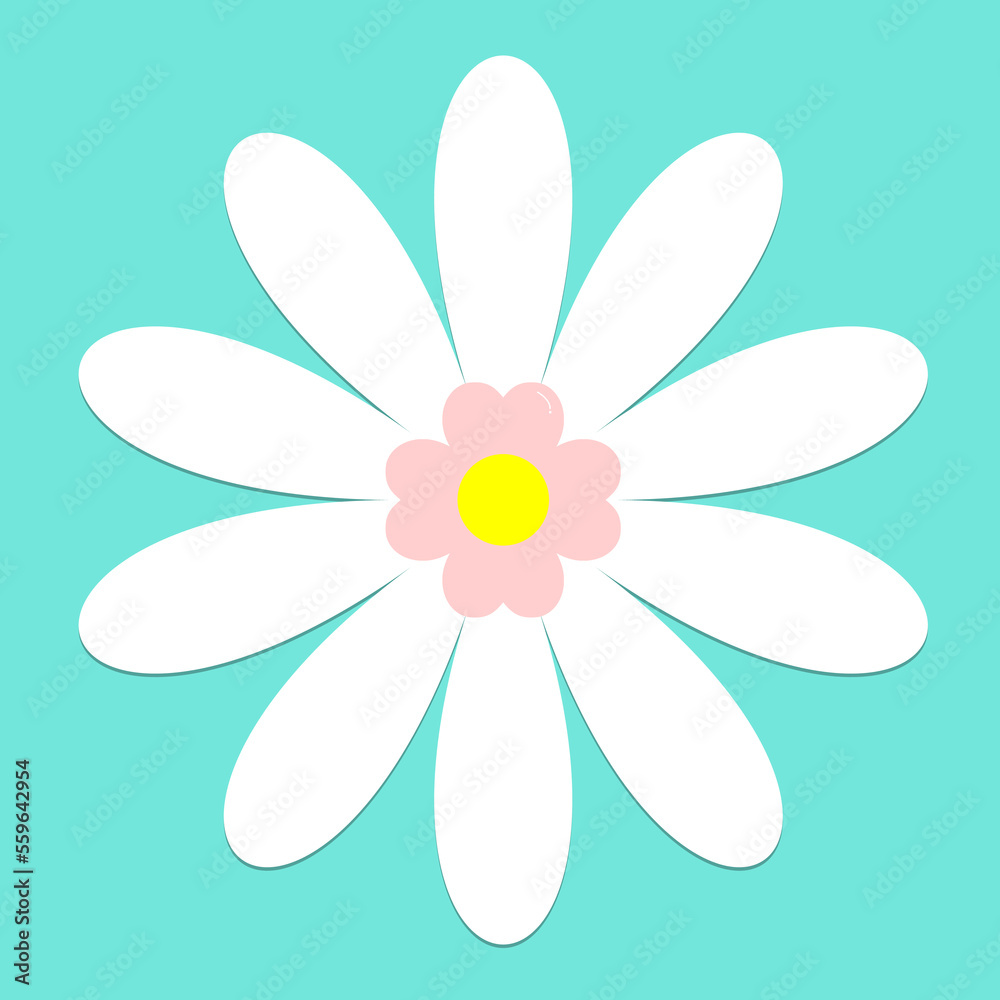 Vector illustration daisy flowers spring green background,Beautiful chamomile flower isolated Vector illustration daisy flowers spring green background,Beautiful chamomile flower isolated
