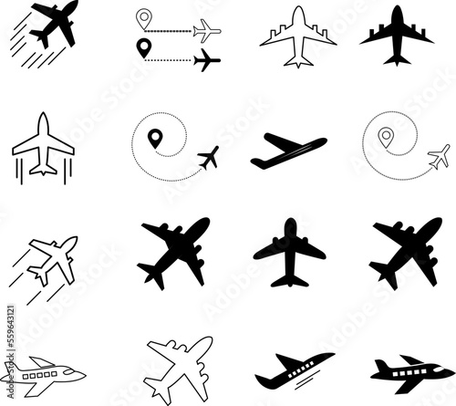 air plane vector icon set illustration on white background..eps