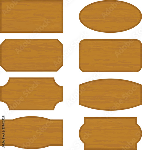 木目のある茶色い木のフレーム素材セット