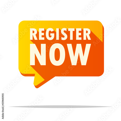 Register now sign vector isolated illustration