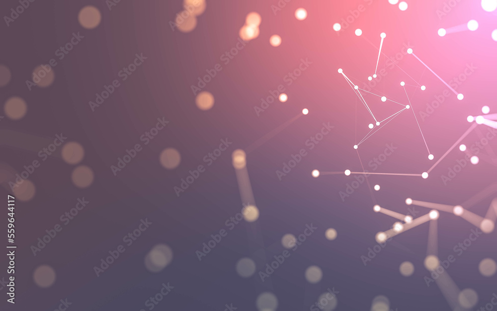 Abstract background. Molecules technology with polygonal shapes, connecting dots and lines. Connection structure. Big data visualization.