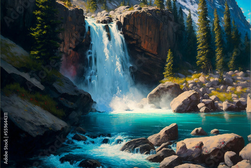 The Majestic Waterfall  A Natural Paradise Generative AI