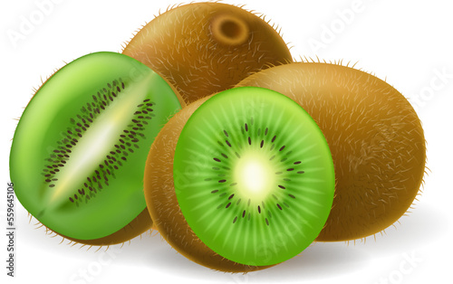 Realistic kiwi fruits