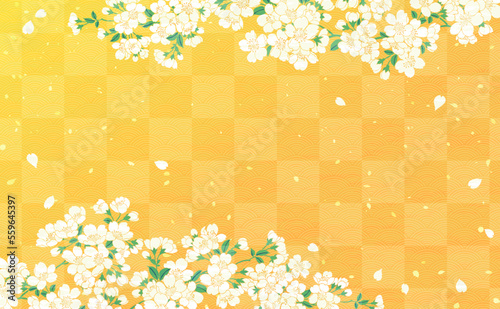 Japanese-style background　華やかなさくら　テキストスペース　和柄のデザイン素材