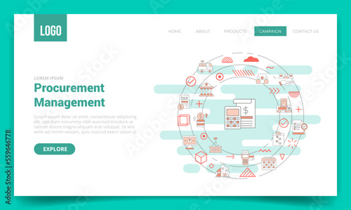 procurement management concept with circle icon for website template or landing page homepage