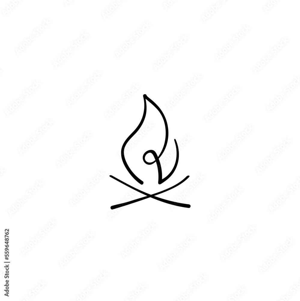 Campfire Line Style Icon Design