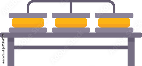 Fresh cheese line icon flat vector. Milk factory. Food cow isolated