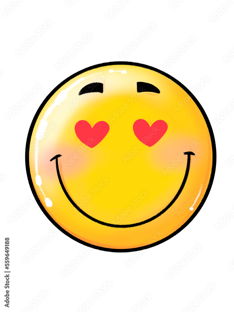 Fototapeta premium round cartoon face and various shapes show facial expressions and emotions