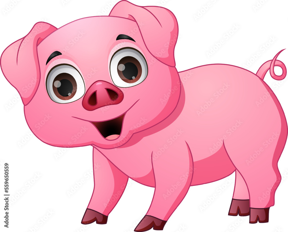 Naklejka premium Cute pig cartoon on white background