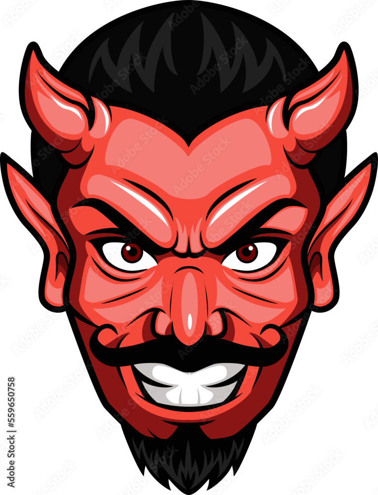 Obraz premium Cute devil head cartoon mascot