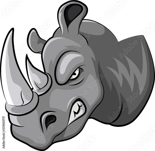 Cartoon angry rhino head mascot