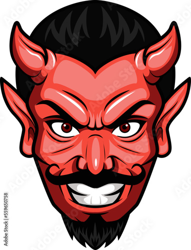Cute devil head cartoon mascot