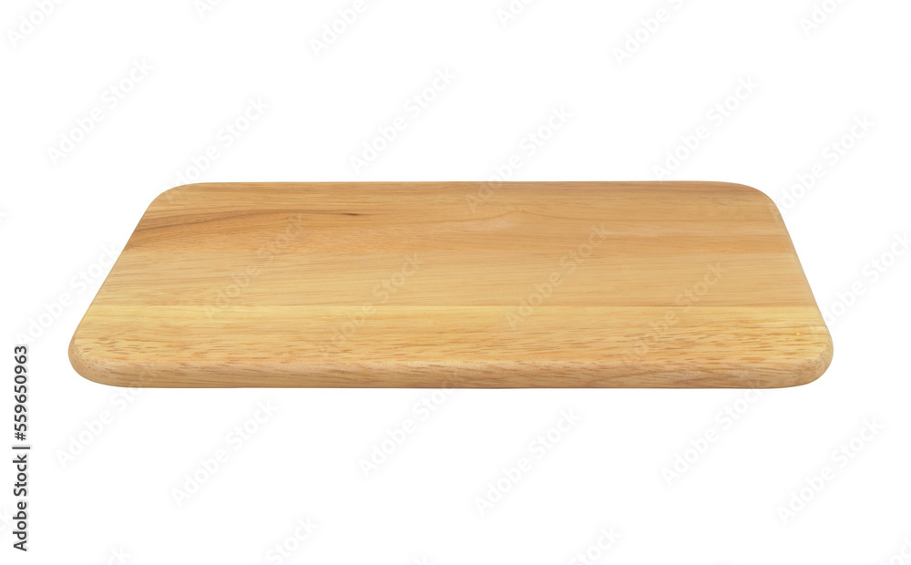 Wooden kitchen board on white background