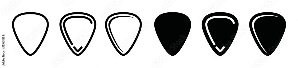 Guitar picks icon vector. Guitar pick in flat or solid and line or outline style for apps and websites on white background, symbol illustration Guitar picks icon vector. Guitar pick in flat or solid and line or outline style for apps and websites on white background, symbol illustration
