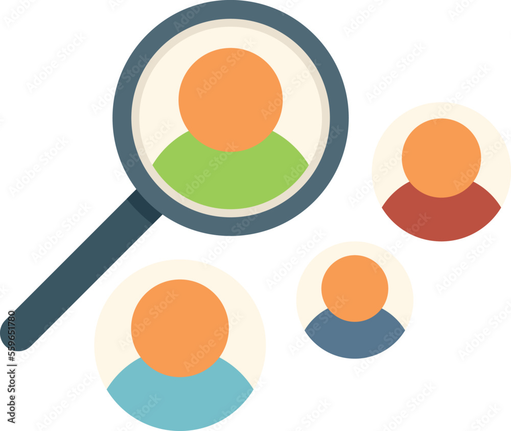 Business people search icon flat vector. Segment market. Customer chart isolated Business people search icon flat vector. Segment market. Customer chart isolated