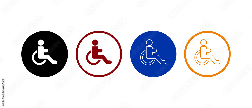 Handicapped patient in wheelchair icon with flat style. Disability concept