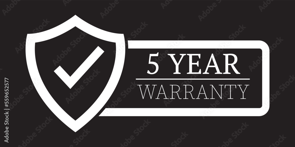 5 year warranty stamp on white background,flat style,Sign, label ...