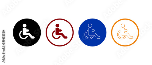 Handicapped patient in wheelchair icon with flat style. Disability concept