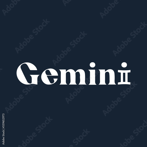 Gemini zodiac lettering logo design for your brand or business