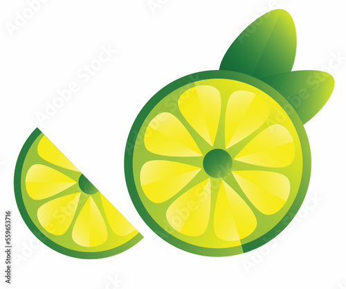 Lemon gradian 3d realistic and leaf 