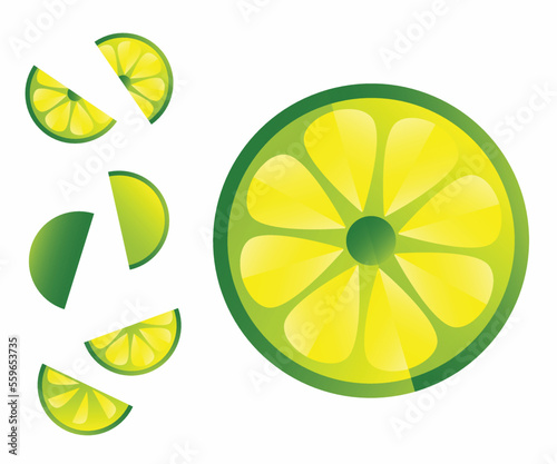 Lemon gradian 3d realistic and leaf 