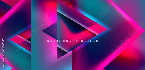 Futuristic triangle vector abstract background with colorful fluid gradients