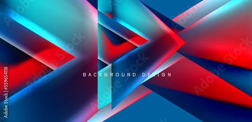 Futuristic triangle vector abstract background with colorful fluid gradients