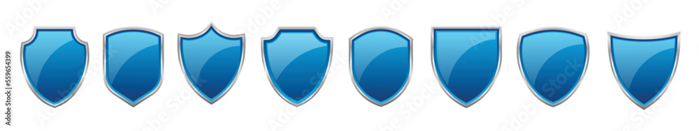 Vector blue 3d shield protections - obrazy, fototapety, plakaty 