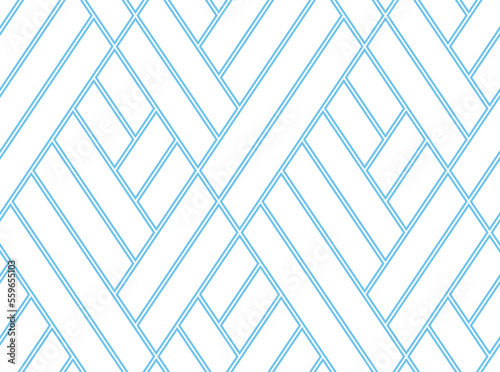 Abstract geometric pattern with stripes, lines. Seamless vector background. White and blue ornament. Simple lattice graphic design