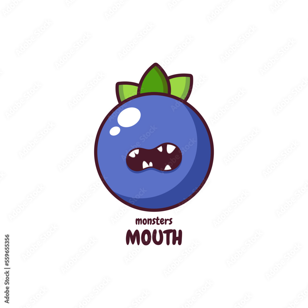 Cute happy smile funny blueberry. Vector flat line cartoon kawaii face character illustration icon. Isolated on white background. Blueberry berry cartoon baby mascot character concept