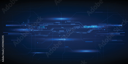 Vector illustrations of futuristic screen display for horizontal layout showcase with optic screen and digital element grid line circuit decor.Future digital innonvation and technolog concepts.