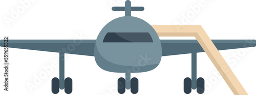 Airplane stairs icon flat vector. Airport support. Cargo truck isolated
