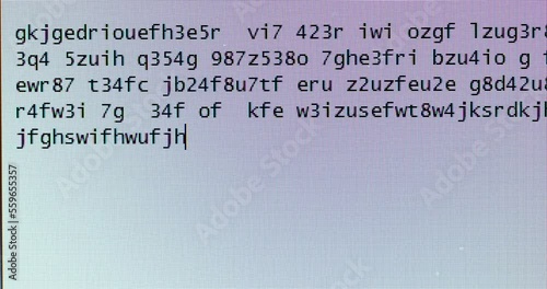 Computer screen, typing random letters