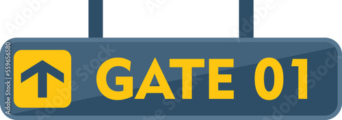 Fly gate icon flat vector. Airport flight. Traffic travel isolated