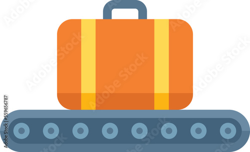 Luggage line icon flat vector. Airport plane. Way transport isolated