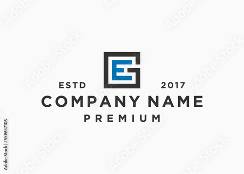 letter ge square logo design vector illustration template