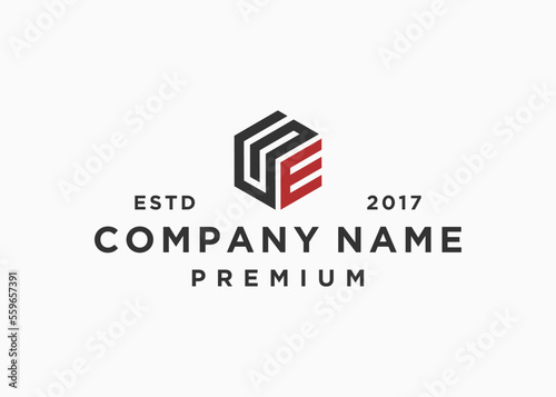 letter ge hexagon logo design vector illustration template