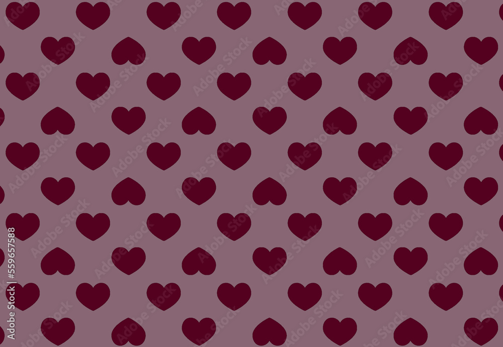 Seamless heart pattern of pink heart on purple background, ideal for Valentine's Day vector image for fabric, wallpaper, tablecloth Stock 