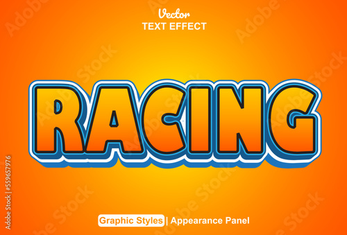 racing text effect with graphic style and editable.